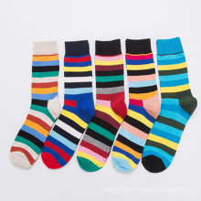 Happy socks striped women cotton socks manufacturers girls crew socks wholesale factory